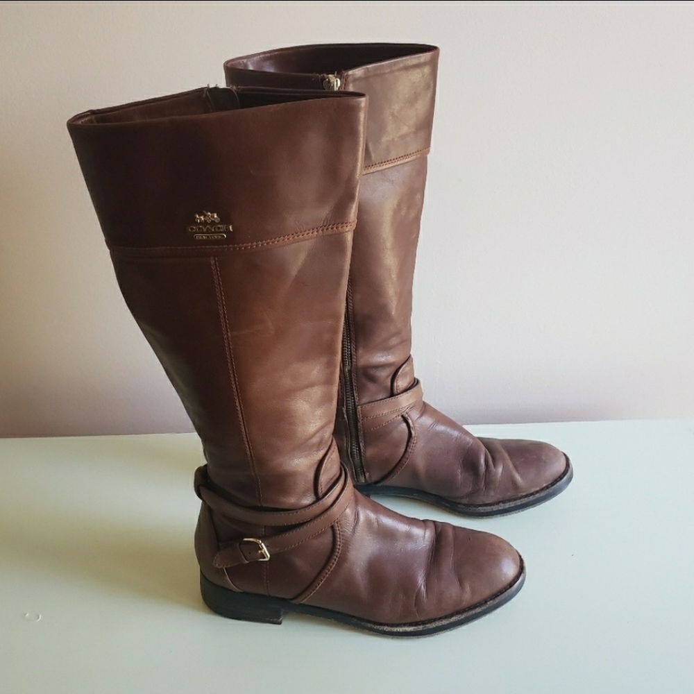 Coach Mohagany Elm Calf Leather Riding Boots